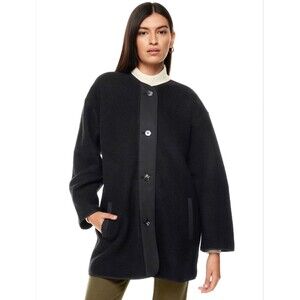 Aritzia Wilfred Free River Jacket Womens M Black Merino Wool Liner Coat NWOT
